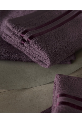 Madame Coco Maynor Bordürü Floşlu 2'li %100 Pamuk El Havlusu - Mürdüm 8684427114407 MÜRDÜM