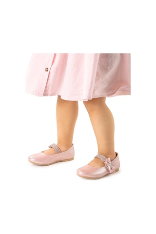 Kiko Kids Cırtlı Kız Çocuk Taşlı Babet Ayakkabı 252 Pudra 001