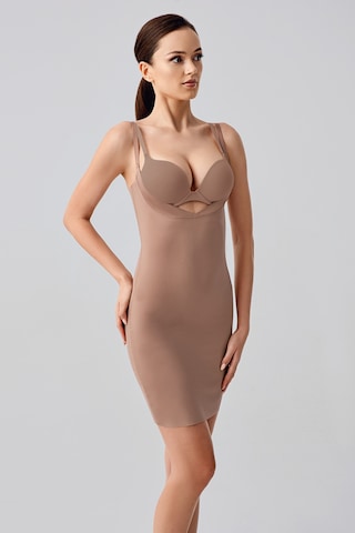 Newbra Lazer Kesim Göğsü Açık Elbise Korse - Capucıno Açık Kahverengi