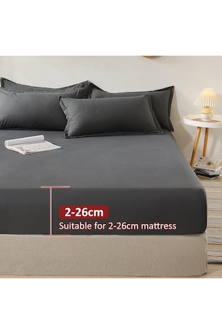 Novahub Açık Gri Yatak Örtüsü 150x200cm, Gömme Çarşaf, Kaymaz, Düz Renk, Yastık Kılıfı Dahil Değil Açık Gri