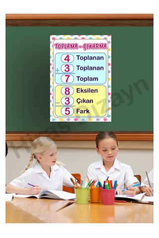 Hiras Dizayn Toplama Ve Çıkarma Eğitici Afiş A3, 30 42 Cm