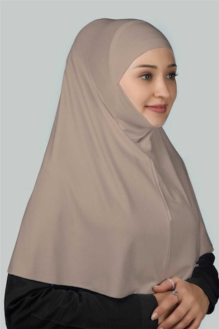 Altobeh Hazır Türban Peçeli Pratik Eşarp Tesettür Nikaplı Hijab - Namaz Örtüsü Sufle (XL) - Açık Vizon