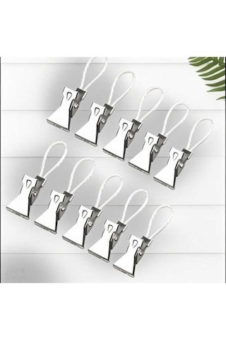 Fortunelane 10'lu Çelik Ve Silikon Takoz Seti - Havlu, Perde, Giysi Tutucu - Ev, Araba, Bahçe Kullanımında Dayanıklı Beyaz Beyaz