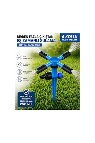 Otomatik Dönerli 4'lü Sprink Bahçe Sulama Fıskiyesi 360 Döner Sprey Sulama Başlığı