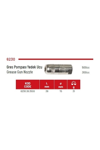 Gres Yağ Pompası Ucu, 38 Mm, 300-500 Cc Uyumlu, İzeltaş