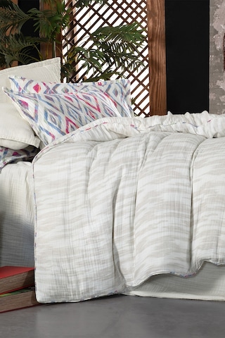 Sarev Mayorka Mavi Mood Comfort Çift Kişilik %100 Pamuk Müslin Yıkamalı Nevresim Takımı Mavi