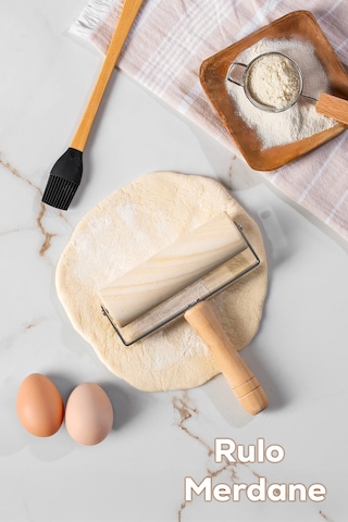 2076 Ahşap Saplı Rulo Merdane Oklava Pürüzsüz Oklava Pizza Börek Açma Oklava Ahşap