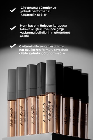 Alix Avien Aydınlık Görünüm Sağlayan Yoğun Likit Göz Altı Kapatıcısı Liquid Concealer 104 Warm Bisque