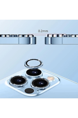 Ally İphone 14-14 Plus Diamond Taş İşlemeli Alüminyum Alaşımlı Kamera Lens Koruyucu- 5775