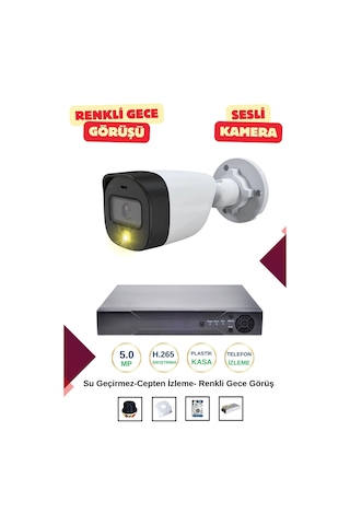 İrtech-1 Kameralı Güvenlik Kamera Seti Gece Renkli Görüşlü-sesli-su Geçirmez-tak Çalıştır G06