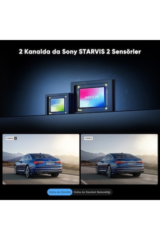 Viofo A329T 2 Kameralı Ön+Telefoto 4K 60FPS+2K Wi-Fi 6 HDR Sony STARVIS 2 Sensör GPS'li SSD Destekli Araç Kamerası
