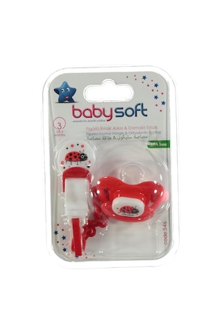Babysoft Fıgurlu Emzık Askısı ve Damaklı Emzık No:3 - Kırmızı