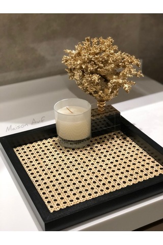 Rattan Hazeran Kare Tepsi Siyah %100 Doğal Hazeran M019