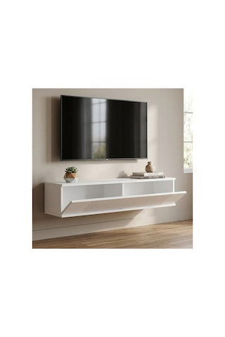 Tda1204 Corsa Duvara Montaj Tv Stand, Tv Rafı 120cm Beyaz-traverten