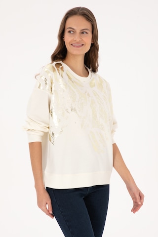U.S. Polo Assn. Kadın Krem Jakarlı Bisiklet Yaka Sweatshirt 50312188-VR256