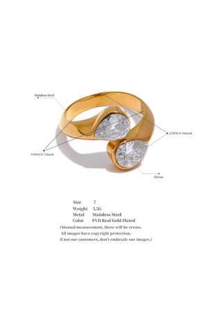 Altın Eetit Lüks Parlak Aaa Kübik Zirkonya Paslanmaz Çelik Geometrik Yüzük Yüksek Kaliteli Dokulu Takı Aksesuarları Kadınlar İçin Hediye Altın