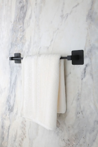 MultiStore Siyah Kare Yapışkanlı Uzun Havluluk / Açık Tuvalet Kağıtlığı 2li Banyo Düzenleyici Seti Siyah
