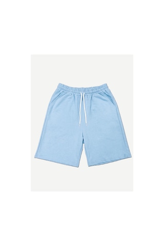 Machi Makiteks Erkek Mavi Gri İkili Rahat Kesim Beli Lastikli Cepli Penye Şort Günlük Basic Rejenere Sweat Bermuda Gri - Mavi