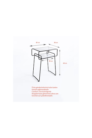 Catchme Retro Yan Sehpa. Metal Sehpa.Cam Sehpa.Salon. Yatak Odası