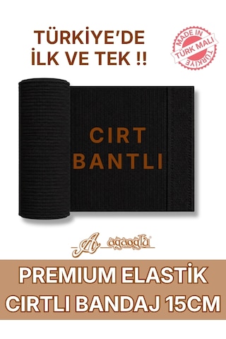 Premium Elastik Bandaj 15 Cm, Cırt Bantlı, Metal Kopçasız, 4,5 Metreye Kadar Uzar, Yoğun Dokuma, Güçlü Kompresyon Desteği Siyah