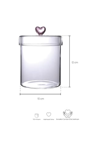 Hearts 750 Ml Borosilikat Cam Kavanoz 10x12 Cm Seffaf Şeffaf