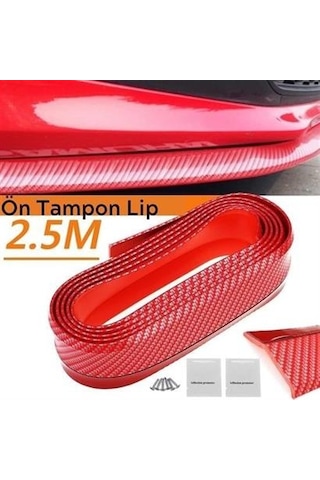 Buffer Kırmızı Renkli 2,5 Metre Araba Oto Ön Tampon Koruyucu Kauçuk Pratik Tampon Şerit Bant Döşeme