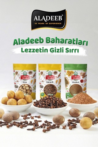3'lü Gurme Baharat Seti Kurutulmuş Limon Lime 50g Muskat 25g Tane Karanfil 30g
