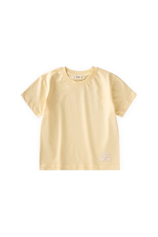 Cigit Etiket Detaylı T-shirt 2-10 Yaş Sarı
