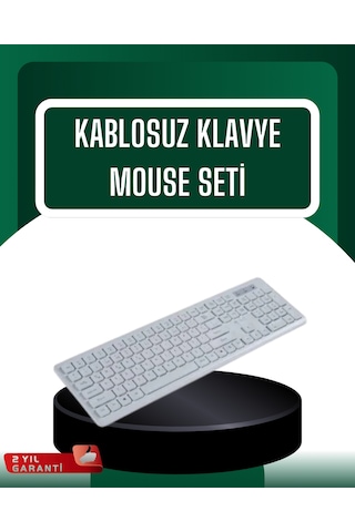 Usb Alıcılı Kablosuz Klavye Mouse - Geniş Uyumluluk, Sessiz Tuşla