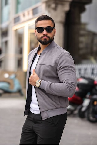 Unisex Süet Kolej Ceket - Günlük Ve Spor Kombinlerin Vazgeçilmezi Gri Süet