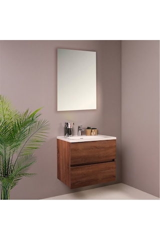 Kobos Simple 60 Cm Çekmeceli Banyo Dolabı Seti Miling Oak Ahşap