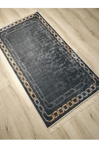 Yamalı Home Style Deri Taban Siyah Gold Sl6802 80X150 Siyah
