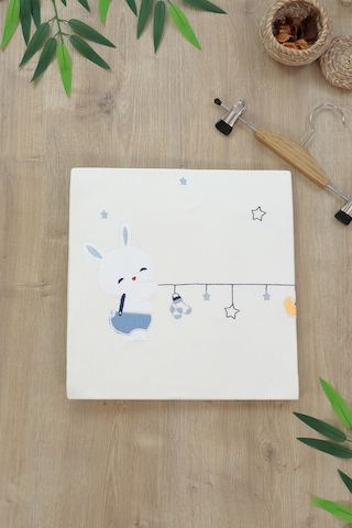 Erkek Bebek Çift Katlı Pamuk Natural Penye Battaniye Stl7156 Beyaz - Fuşya