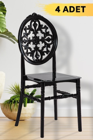 4 Adet Venüs Sandalye Mat Siyah - Mutfak / Balkon / Bahçe Sandalye