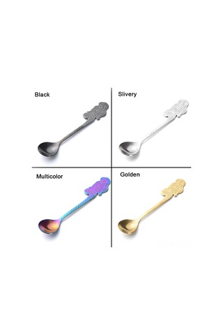 Konesam 304 Çelik Deniz Kızı Desenli Altın Renkli Çay Kahve Kaşığı, Ev Partisi Hediyelik Spoon, Opp Çanta İle Paketli Diğer