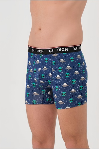 Rich Erkek Likralı Desenli Ve Düz 2'li Boxer Paketi Açık Bej