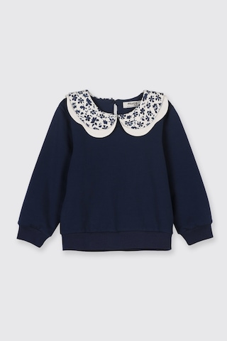 Panço Kız Bebek Yaka Detaylı Lacivert Sweatshirt