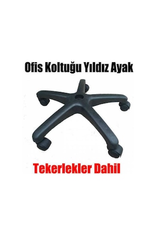 Fullreyon Sekreter Ofis Büro Koltuğu Plastik Yıldız Ayak Ve 5 Tekerlek