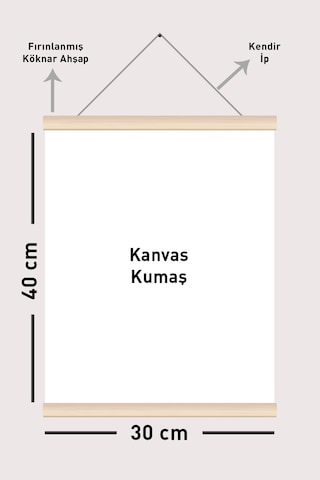 Minimal Dekoratif İp Askılı Kanvas Poster Tablo Duvar Dekoru
