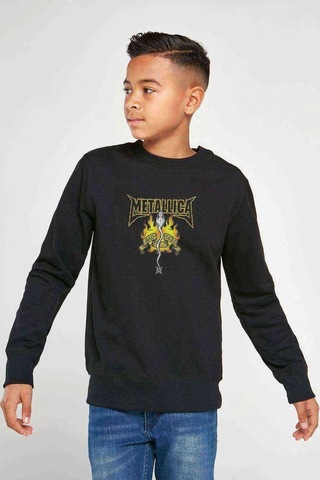 Tshirthane Bad Seed Metal Rock Baskılı Unisex Çocuk Siyah Sweatshirt Siyah