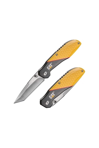 Cat Da980047 Kemer Askı Kancalı Katlanabilir 18cm Paslanmaz Çelik Kamp Çakısı Sarı - Siyah