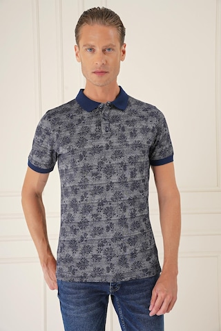 Efor Slim Fit Dal Yaprak Desen Polo Yaka Pamuklu Lacivert Tişört Ts 884 Lacivert