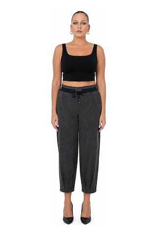 Büyük Beden Mom Fit Kışlık Spor Şık Kadın Pantolon Gri