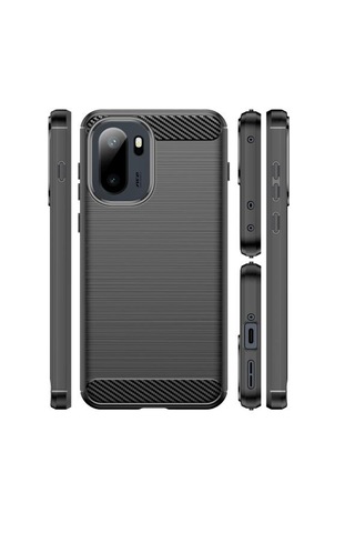 Microcase Oneplus Ace 6 İle Uyumlu Brushed Carbon Fiber Silikon Kılıf - Siyah Al3332