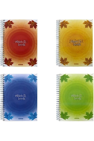 Özgün A4 Spiralli Double Kapak Sketchbook Defter 180 Yp. Kareli - 4 Adet