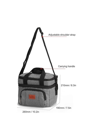 Pazly Öğle Yemeği Çantası El Taşınabilir Isı Yalıtımlı Piknik İş Çantası Gri Gri