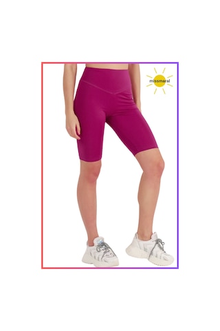 Missmaral Kadın Yüksek Bel Toparlayıcı Kısa Spor Tayt Biker Şort Basics Casual & Comfort Mürdüm 1070 MÜRDÜM