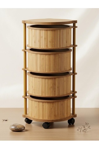 Bambu 3 Katlı Organizer Raf 43x33x98 Cm - Çok Amaçlı Banyo Mutfak Ve Balkon Düzenleyici Çok Renkli