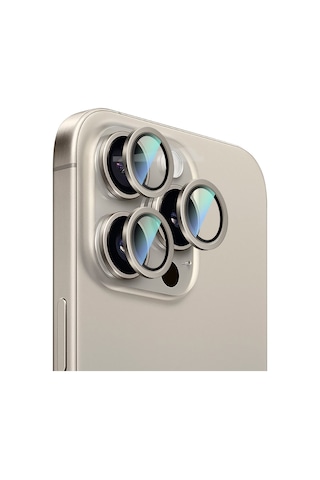 Apple Uyumlu   iPhone 16 Pro Caseworld Alloy Serisi Oleofobik Anti Reflective Kamera Lens Koruyucu Gri