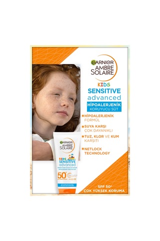 Garnier Ambre Solaire Çocuk Sensitive Advanced Güneş Koruyucu Süt SPF 50+ 200 ML